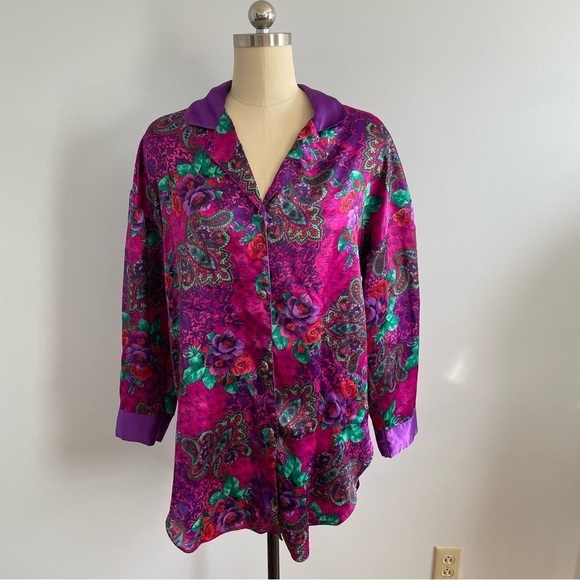 Victorias Secret Gold Label Vintage Night Shirt- High/Low- Paisley- Size M/L - Picture 1 of 7